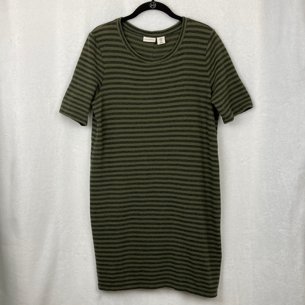 mercer & madison Olive and Black Striped Midi Dress